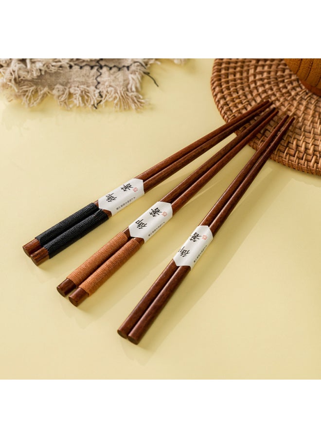 Creative Single And Double Chopsticks Retro Long Handle Chicken Wing Wooden Chopsticks Household Portable Wooden Chopsticks Gift Chopsticks Wholesale-Color:Black Wrapped Lotus Wood 23.5cm 13g - Image 3