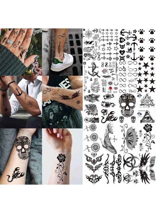 VANTATY 50 Sheets Black Temporary Tattoos For Men Adults Ealge Dragon Lion Wolf Animals For Women Neck Arm Thigh, Fake Small Skull Tattoo Sticker For Kids Children Boys Girls Tatoos - Image 5