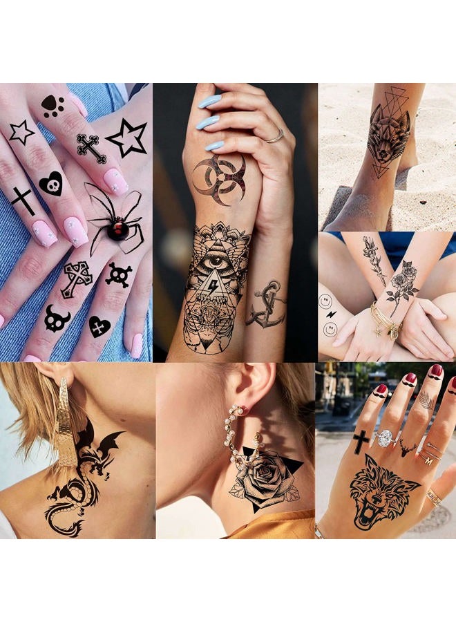 VANTATY 50 Sheets Black Temporary Tattoos For Men Adults Ealge Dragon Lion Wolf Animals For Women Neck Arm Thigh, Fake Small Skull Tattoo Sticker For Kids Children Boys Girls Tatoos - Image 4