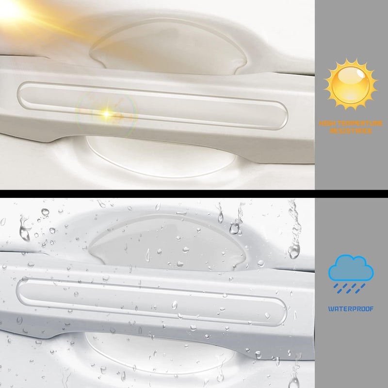 TEMI 8Pcs 3D Transparent Car Door Bowl Scratch Protector, Car Door Handle Protector Accessories Clear Door Bowl Paint Protection Film Waterproof Anti-Scratch Stickers Covers for Most Models - Image 4
