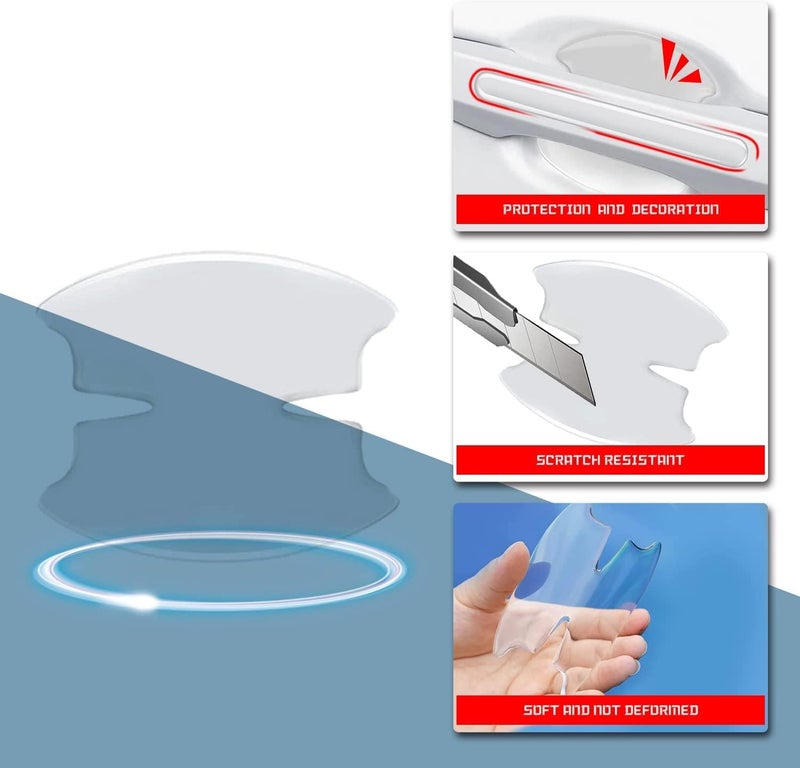 TEMI 8Pcs 3D Transparent Car Door Bowl Scratch Protector, Car Door Handle Protector Accessories Clear Door Bowl Paint Protection Film Waterproof Anti-Scratch Stickers Covers for Most Models - Image 3