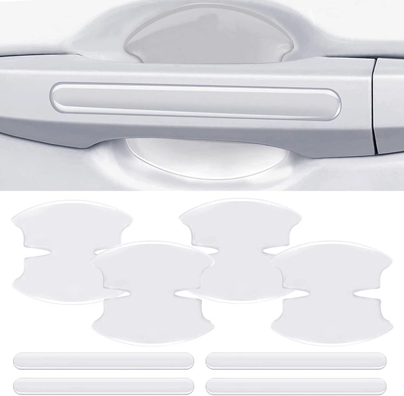 TEMI 8Pcs 3D Transparent Car Door Bowl Scratch Protector, Car Door Handle Protector Accessories Clear Door Bowl Paint Protection Film Waterproof Anti-Scratch Stickers Covers for Most Models - Image 1