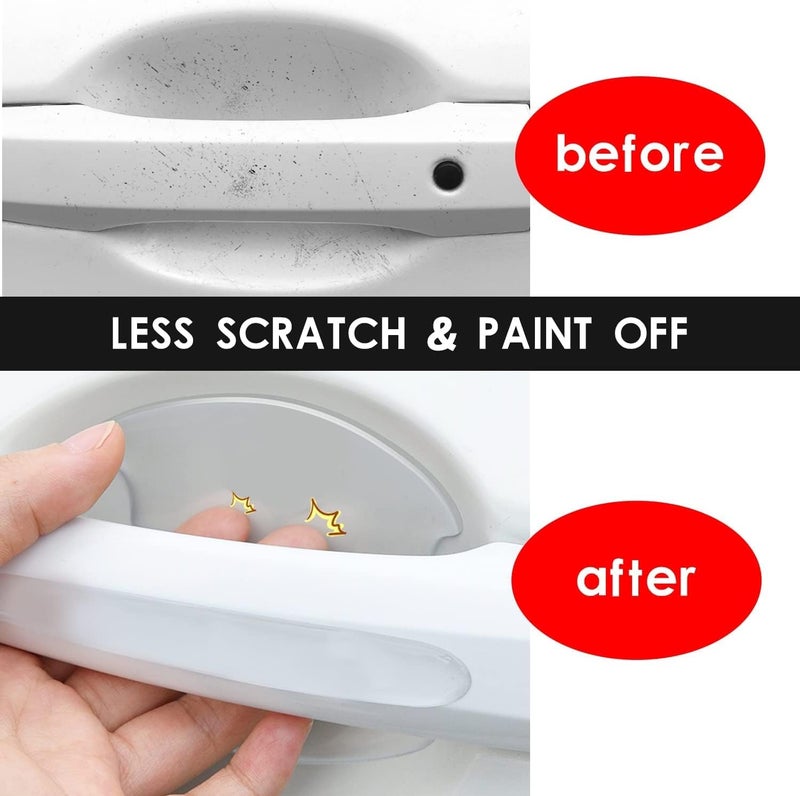TEMI 8Pcs 3D Transparent Car Door Bowl Scratch Protector, Car Door Handle Protector Accessories Clear Door Bowl Paint Protection Film Waterproof Anti-Scratch Stickers Covers for Most Models - Image 5