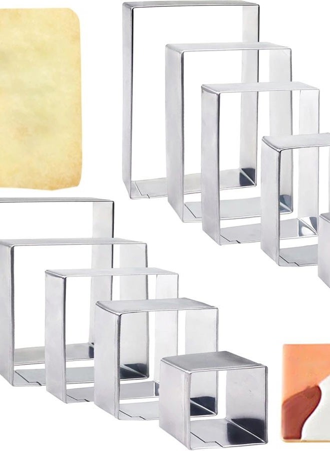 TOSPARTY 10PCS Rectangle Cookie Cutter Square Cookie Mold Stainless Steel Rectangle Biscuit Molds Square Pastry Molds Fondant Cake Cookie Cutter Set 1 Inch Depth - Image 1