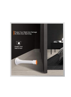 Y&D 2 Pack Spring Door Stops White - 3-1/4" Flexible Stopper with Rubber Bumper Tips  - Image 2