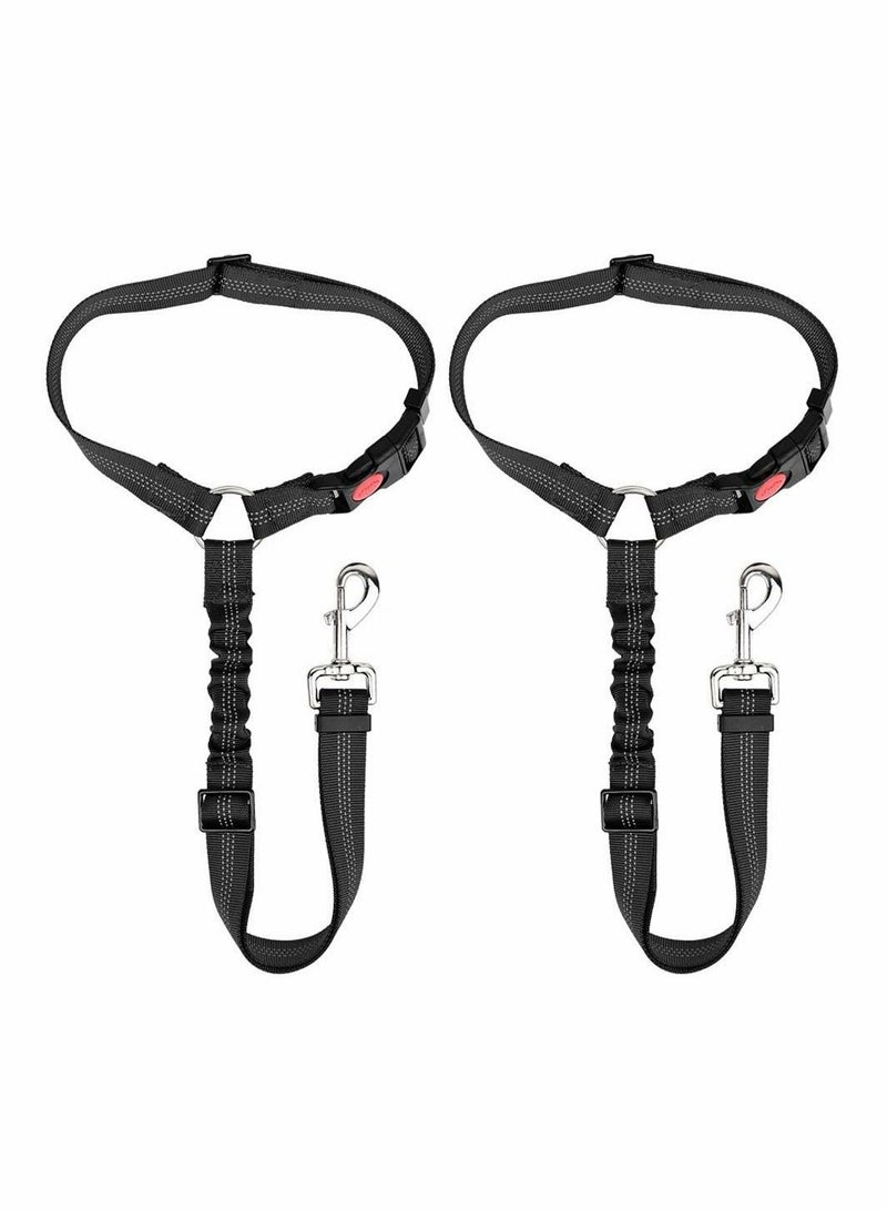 SYOSI Dog Seat Belt, 2 Pack Pet Car Seatbelt Headrest Restraint Adjustable Puppy Safety Seat Belt Reflective Elastic Bungee Connect Dog Harness in Vehicle Travel Daily Use - Image 1