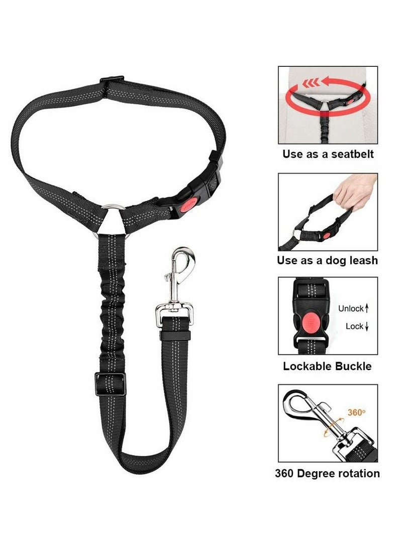 SYOSI Dog Seat Belt, 2 Pack Pet Car Seatbelt Headrest Restraint Adjustable Puppy Safety Seat Belt Reflective Elastic Bungee Connect Dog Harness in Vehicle Travel Daily Use - Image 3