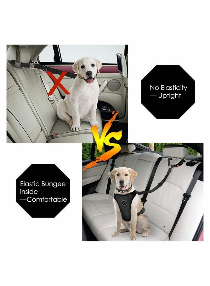 SYOSI Dog Seat Belt, 2 Pack Pet Car Seatbelt Headrest Restraint Adjustable Puppy Safety Seat Belt Reflective Elastic Bungee Connect Dog Harness in Vehicle Travel Daily Use - Image 2