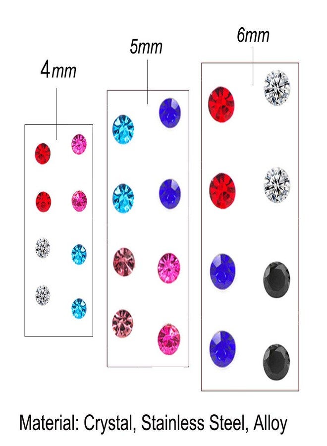 Spiritlele 12 Pairs Colors Crystal Magnetic Earrings Set CZ Clip on Non Piercing Fake Stud Earrings For Unisex - Image 4