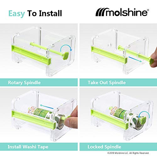 molshine 4 Pack Washi Tape Dispenser,Multi Desktop Masking Tapes Roll Holder,Transparent Storage Tape Cutter(Not Include Masking Tape)(Beige) - Image 4
