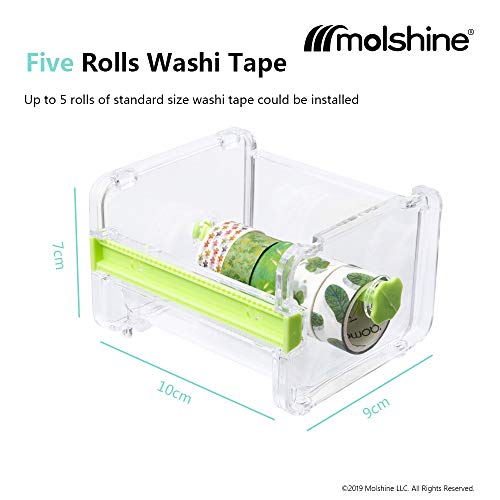 molshine 4 Pack Washi Tape Dispenser,Multi Desktop Masking Tapes Roll Holder,Transparent Storage Tape Cutter(Not Include Masking Tape)(Beige) - Image 5