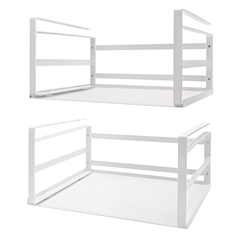 Nxconsu 2 Pack Large Heavy Duty Under Cabinet Organizer, Slide-Under Shelf Basket with Solid Metal Bottom, Hanging Pantry Shelf for Kitchen Cupboard Bookshelf Closet, Holds 30 lbs, White, 16.14" - Image 1