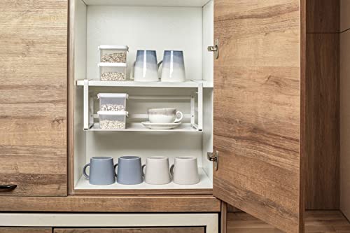 Nxconsu 2 Pack Large Heavy Duty Under Cabinet Organizer, Slide-Under Shelf Basket with Solid Metal Bottom, Hanging Pantry Shelf for Kitchen Cupboard Bookshelf Closet, Holds 30 lbs, White, 16.14" - Image 5