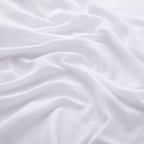 VACVELT White Chiffon Fabric by The Yard, 60 Inch Wide Chiffon Sheer Fabric Bolt Wedding Draping Fabric, Soft Chiffon Fabric for Wedding Arch Draping Backdrop, Party Decoration (Pre-Cut, 1 Yard) - Image 1