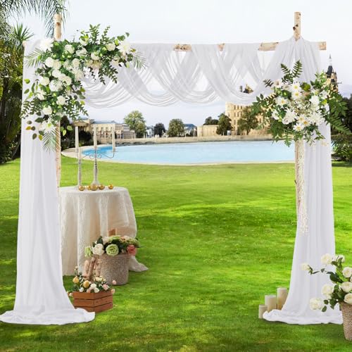 VACVELT White Chiffon Fabric by The Yard, 60 Inch Wide Chiffon Sheer Fabric Bolt Wedding Draping Fabric, Soft Chiffon Fabric for Wedding Arch Draping Backdrop, Party Decoration (Pre-Cut, 1 Yard) - Image 4