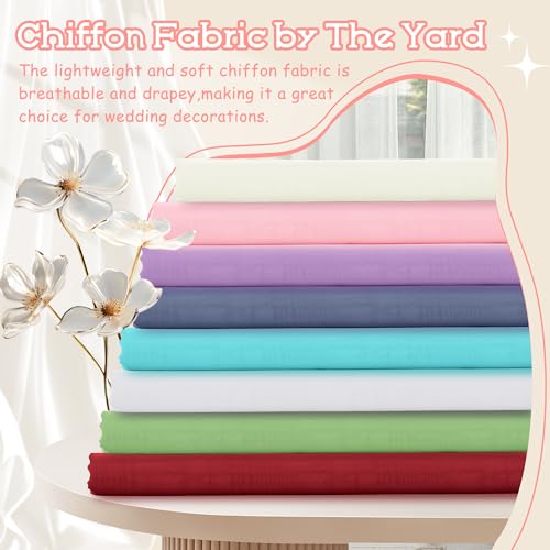 VACVELT White Chiffon Fabric by The Yard, 60 Inch Wide Chiffon Sheer Fabric Bolt Wedding Draping Fabric, Soft Chiffon Fabric for Wedding Arch Draping Backdrop, Party Decoration (Pre-Cut, 1 Yard) - Image 2