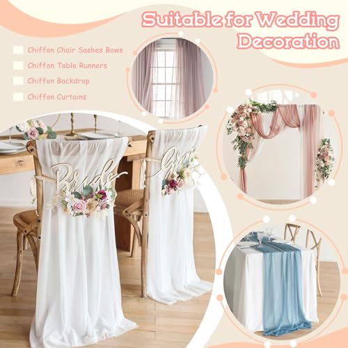 VACVELT White Chiffon Fabric by The Yard, 60 Inch Wide Chiffon Sheer Fabric Bolt Wedding Draping Fabric, Soft Chiffon Fabric for Wedding Arch Draping Backdrop, Party Decoration (Pre-Cut, 1 Yard) - Image 5