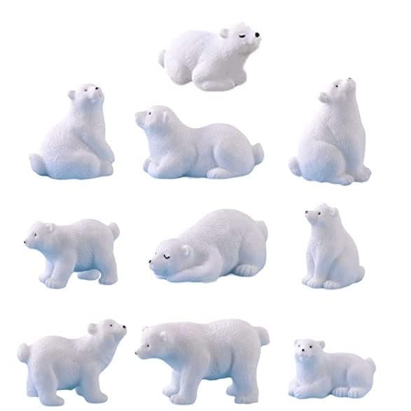 Fevoila 10pcs Polar Bear Figurines Realistic Miniature Ocean Animal Polar Animals Arctic Animals Figurines Cake Toppers Christmas Birthday Gift - Image 1