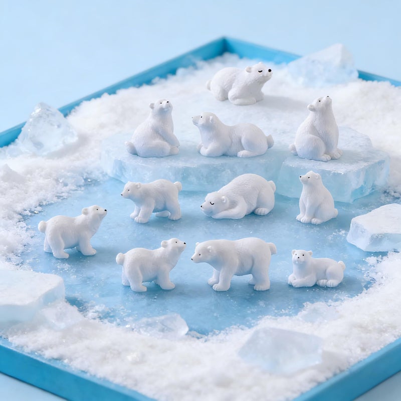 Fevoila 10pcs Polar Bear Figurines Realistic Miniature Ocean Animal Polar Animals Arctic Animals Figurines Cake Toppers Christmas Birthday Gift - Image 5