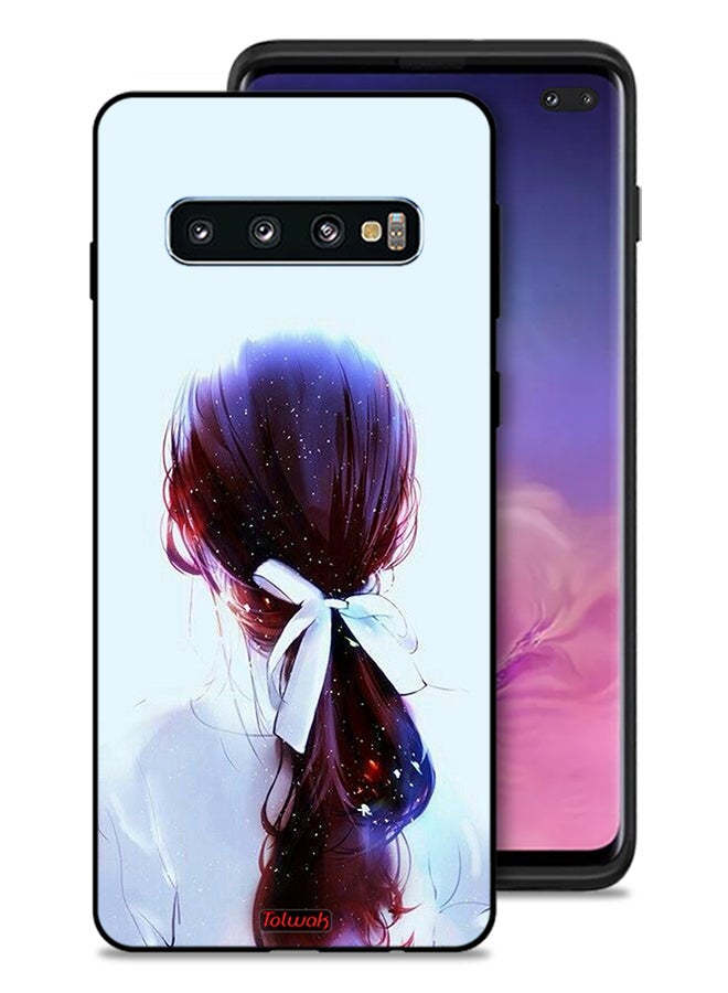 Tolwak Samsung Galaxy S10 Plus Protective Case Cover Tie Hair With Hairband Girl Art - Image 1