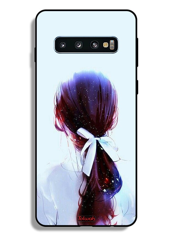 Tolwak Samsung Galaxy S10 Plus Protective Case Cover Tie Hair With Hairband Girl Art - Image 2