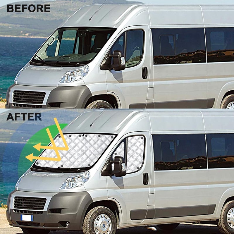 LC-AUTO Car Windshield Cover Sunshade for Fiat Ducato - Internal Thermal Blind Front Windows Screen Cover - Image 5