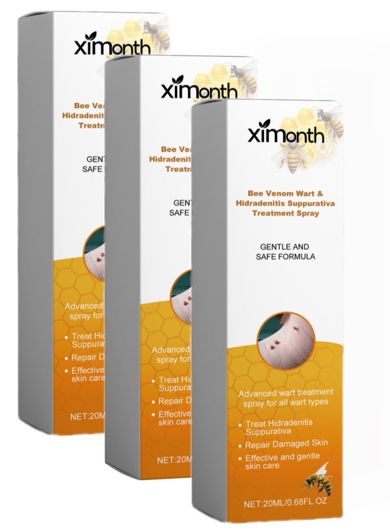 ximonth 3-pack Bee Venom Wart Removal Cream, Improves Pimples, Moles and Repairs Skin 20ml*3 - Image 1
