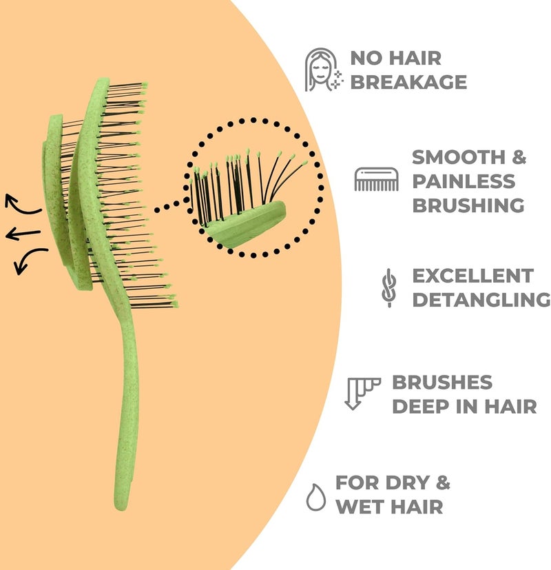 Ninabella Organic Detangle Hair Brush for Women, Men & Children - Does not Pull the Hair - Hair Straightening Brushes for Curly, Straight & Wet Hair - Unique Spiral Hairbrush - Image 2