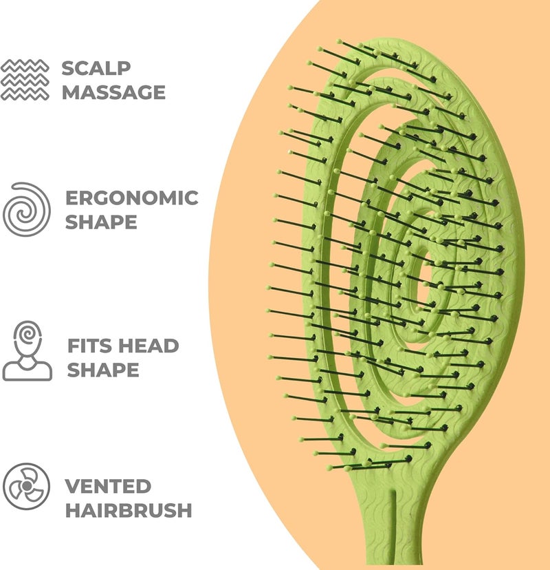 Ninabella Organic Detangle Hair Brush for Women, Men & Children - Does not Pull the Hair - Hair Straightening Brushes for Curly, Straight & Wet Hair - Unique Spiral Hairbrush - Image 3