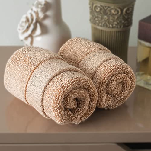 Spread Spain Resort Luxury Hotel & Spa Quality, 720 GSM Luxurious Cotton, 13x13 Inches 2 Piece Face Towel Set for Maximum Softness & Absorbency, Ultra-Durable - Beige - Image 5