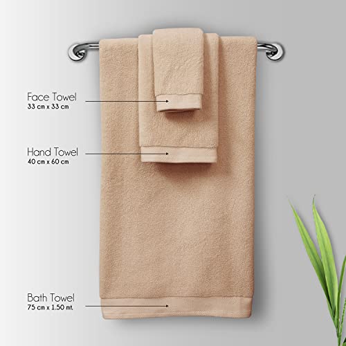 Spread Spain Resort Luxury Hotel & Spa Quality, 720 GSM Luxurious Cotton, 13x13 Inches 2 Piece Face Towel Set for Maximum Softness & Absorbency, Ultra-Durable - Beige - Image 4