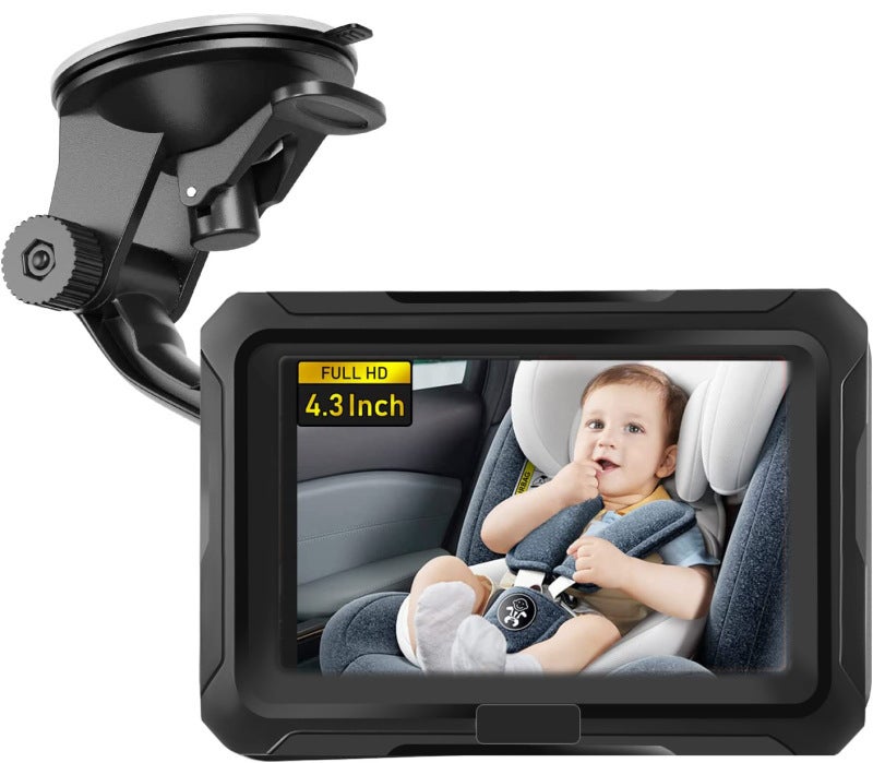 Baby Car Mirror 4.3-Inch IPS LCD Display, Infrared Night Vision - Multi-Angle Adjustable, Tool-Free Easy Installation Baby Monitor for Infant Car Safety Driving - Image 4