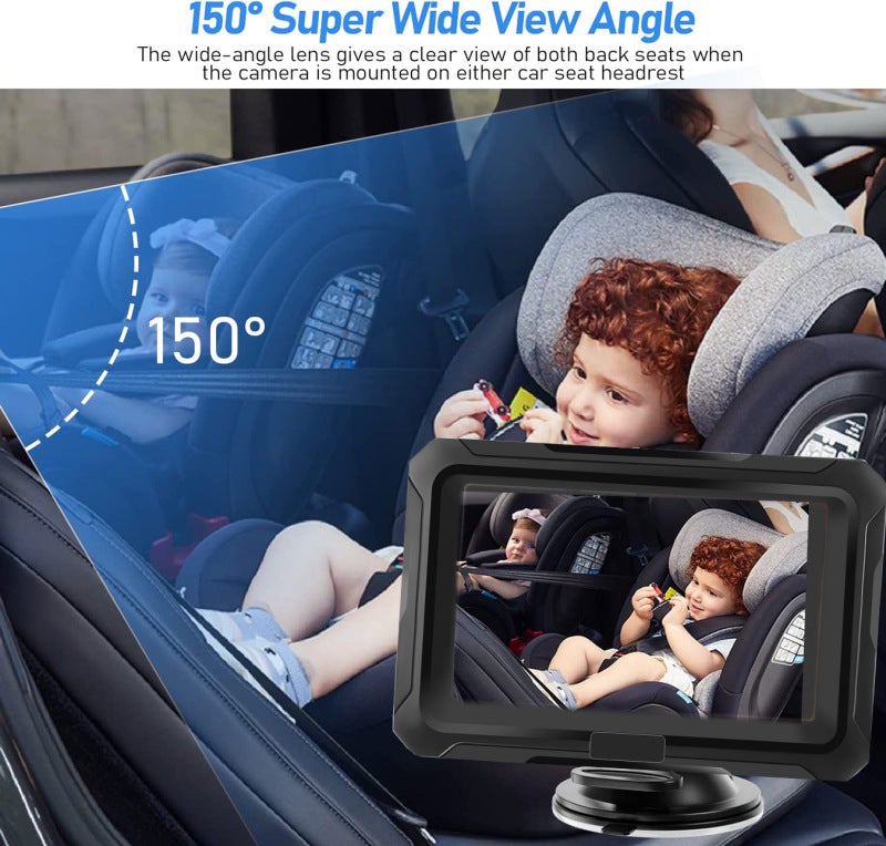 Baby Car Mirror 4.3-Inch IPS LCD Display, Infrared Night Vision - Multi-Angle Adjustable, Tool-Free Easy Installation Baby Monitor for Infant Car Safety Driving - Image 2