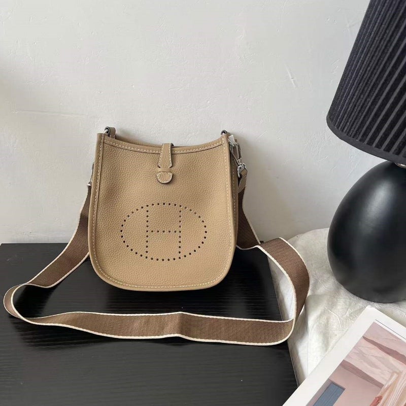 Efulin First Layer Cowhide Litchi Pattern Unisex Shoulder Messenger Bag Genuine Leather Phone Bag Mini Super Soft Texture - Image 2
