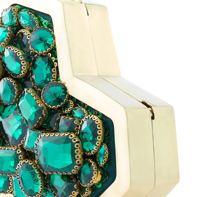Anaar Anaar LIZA SLINGETTE Emerald Swarovski Stone Embellished Clutch Bag