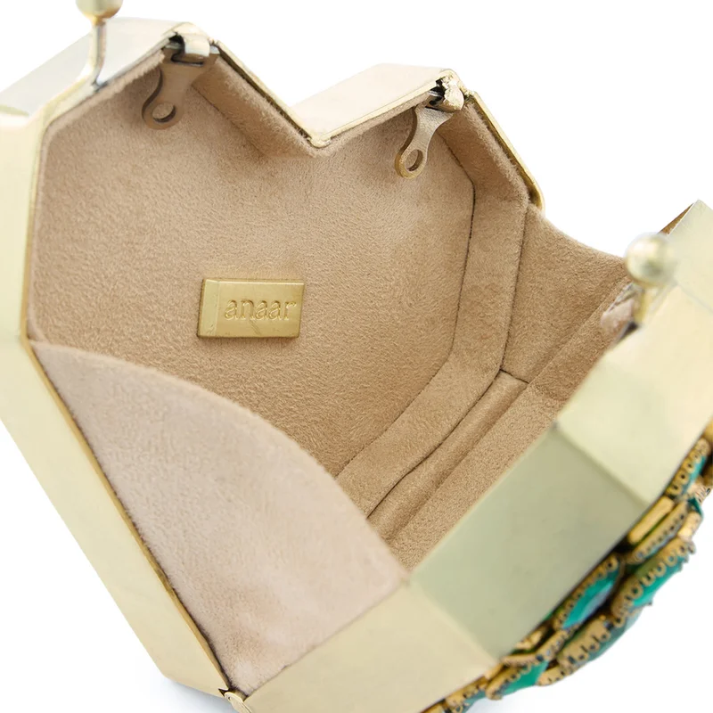 Anaar Anaar LIZA SLINGETTE Emerald Swarovski Stone Embellished Clutch Bag