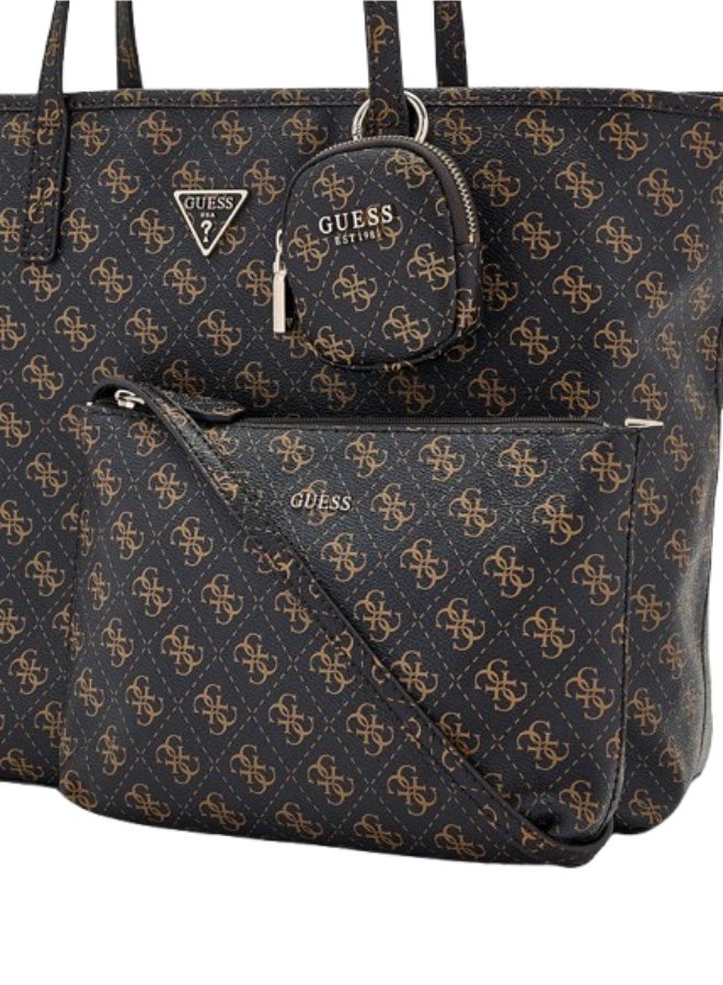 جس حقيبة توت نسائية باور بلاي كبيرة للتقنيات من جيس – بني بشعار وإكسسوارات ذهبية - Image 4