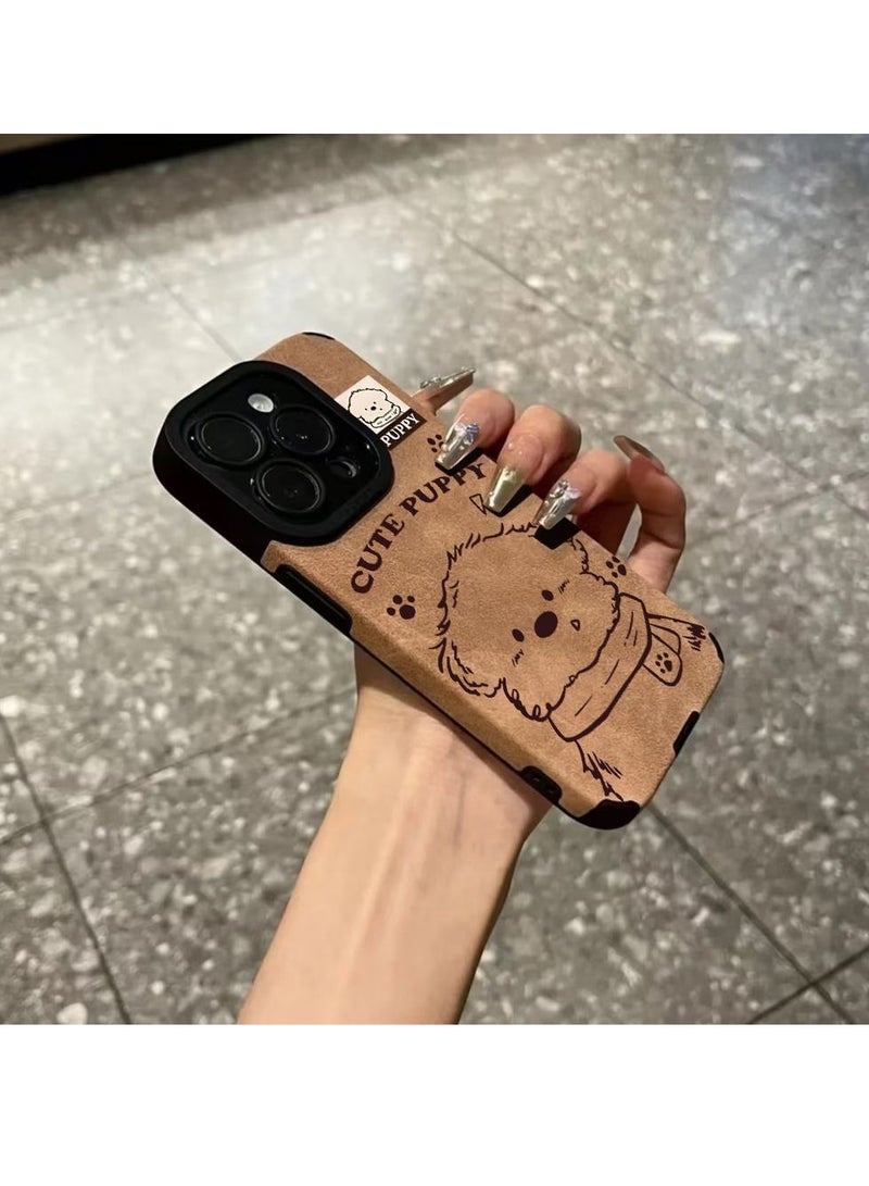 NIBEMINENT Scarf Puppy Protective TPU Case Cover For IPhone 14, Khaki