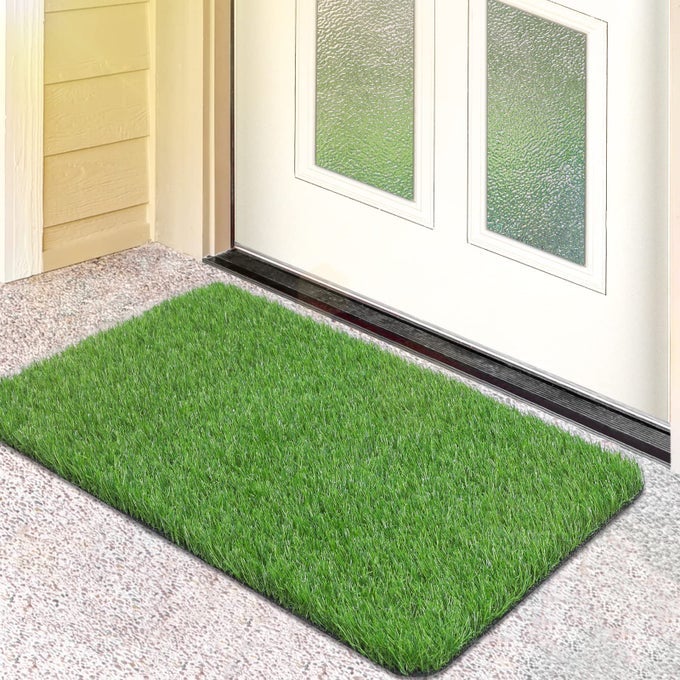 Artificial Grass Door Mat Turf Grass Front Door Mats OutdoorIndoor Realistic Fake Grass Rug for Entrance Dog Patio Camper Home Decor 17 x 30