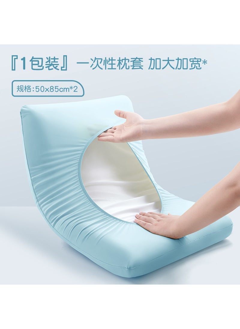 Thick Disposable Pillowcase Travel Elastic Azure blue [1 pack/2 pieces] sterilization and dirt separation 