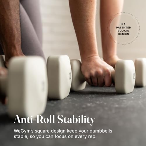 WeGym SafeGrip Square Dumbbells with Anti Slip Handles, Aesthetic Free Weights for Home Workouts, Stable Design Prevents Rolling during Floor Exercises (2LB, Pair Sandstone) - Image 3
