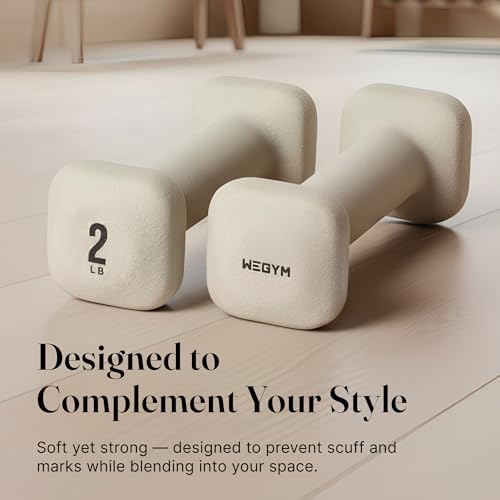 WeGym SafeGrip Square Dumbbells with Anti Slip Handles, Aesthetic Free Weights for Home Workouts, Stable Design Prevents Rolling during Floor Exercises (2LB, Pair Sandstone) - Image 4