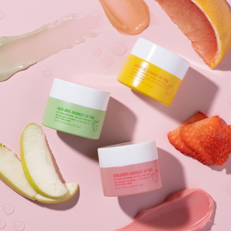 W7 Sweet Dreams Overnight Lip Mask Trio - Strawberry, Apple & Grapefruit Flavor Gift Set - Vitamin E, Aloe Vera and Grape Seed Oil - For Hydrated, Full Looking & Irresistible Lips - Image 3