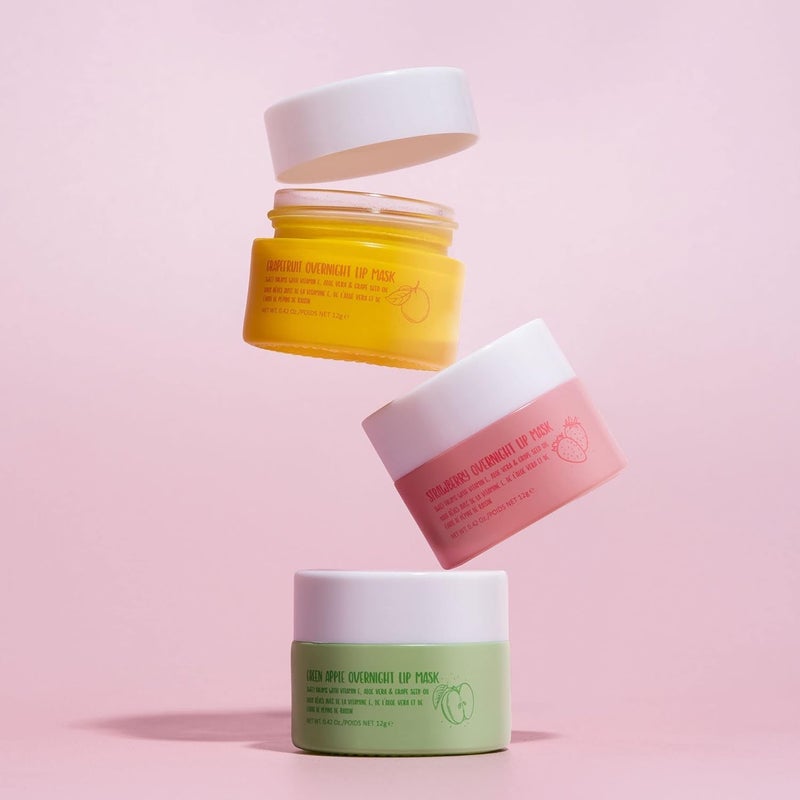 W7 Sweet Dreams Overnight Lip Mask Trio - Strawberry, Apple & Grapefruit Flavor Gift Set - Vitamin E, Aloe Vera and Grape Seed Oil - For Hydrated, Full Looking & Irresistible Lips - Image 2