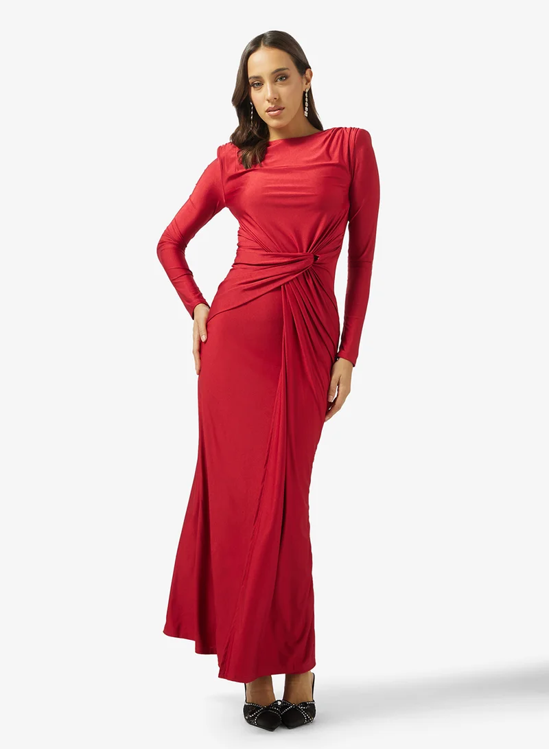 جينجر Draped Bodycon Metallic Dress
