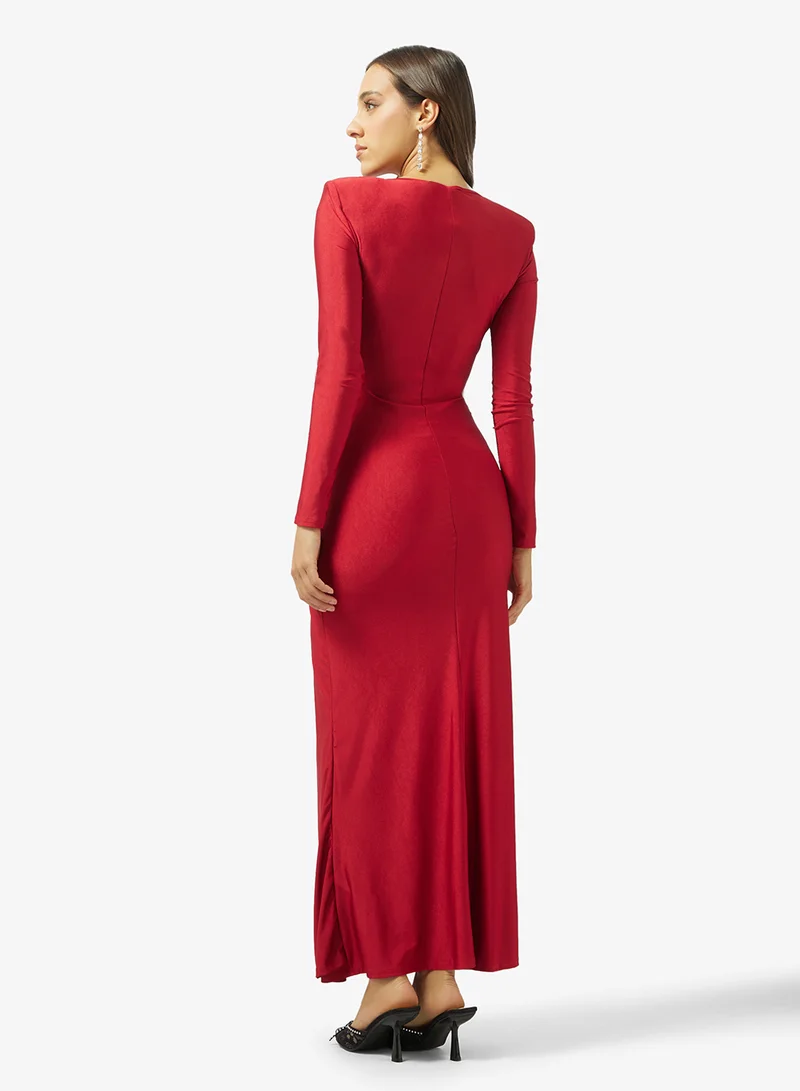 جينجر Draped Bodycon Metallic Dress