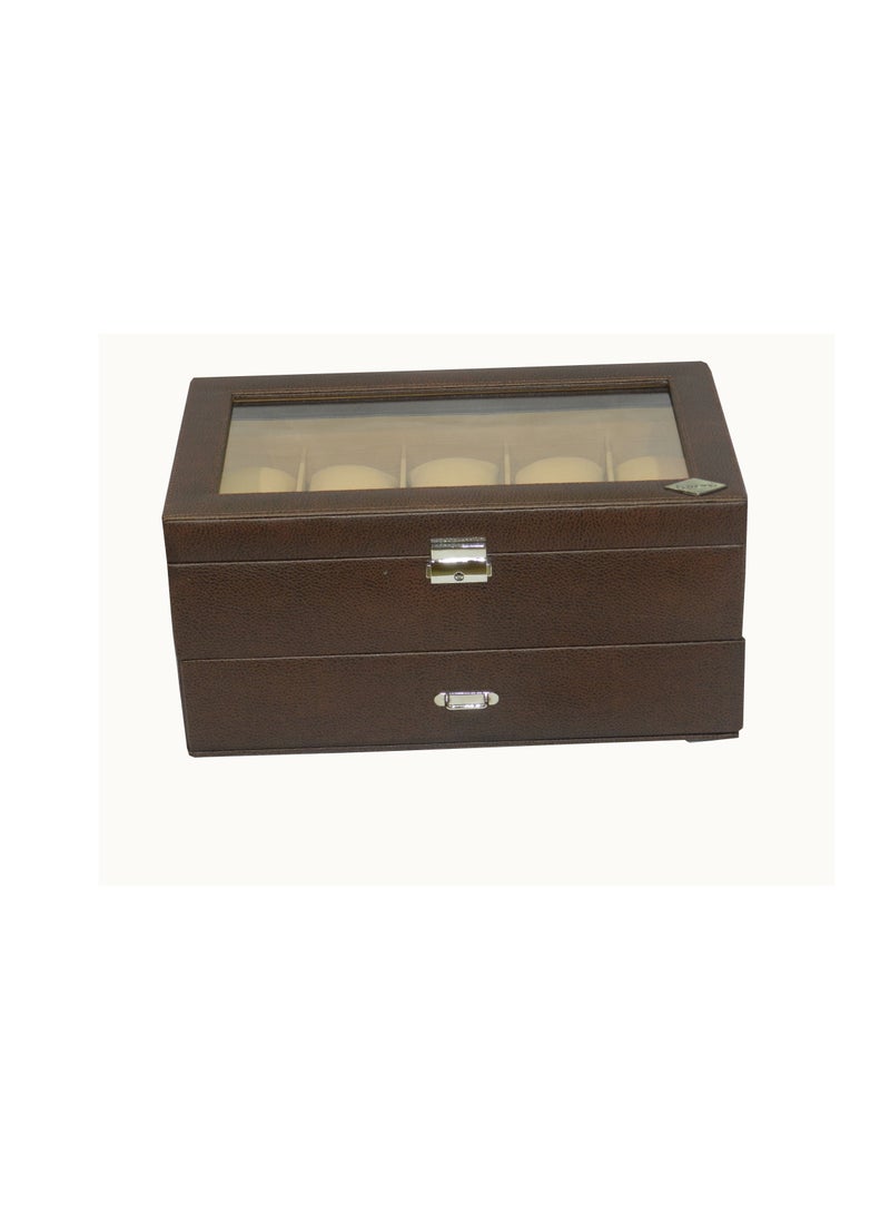LAVERI LEATHER Laveri Watch Box  for Men Women (20 Slots), Premium PU Leather Watch Display Case Box Organizer with Crystal Glass Top, Removable Pillow  - Image 5