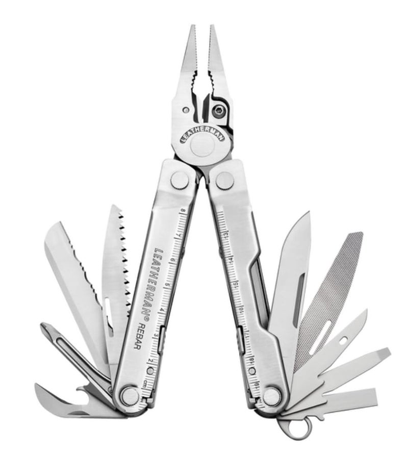 LEATHERMAN ليذرمان، أداة متعددة الاستخدامات ريبار مع قواطع أسلاك قابلة للاستبدال ومنشار، فولاذ مقاوم للصدأ - Image 1