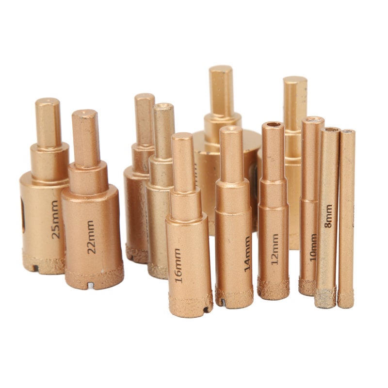 Hole Drill Bit 12Pcs Emery & High Carbon Steel - Dry Wet Dual Use Hole Saw for Granite Marble Glass Stone Tile Drilling - Image 3