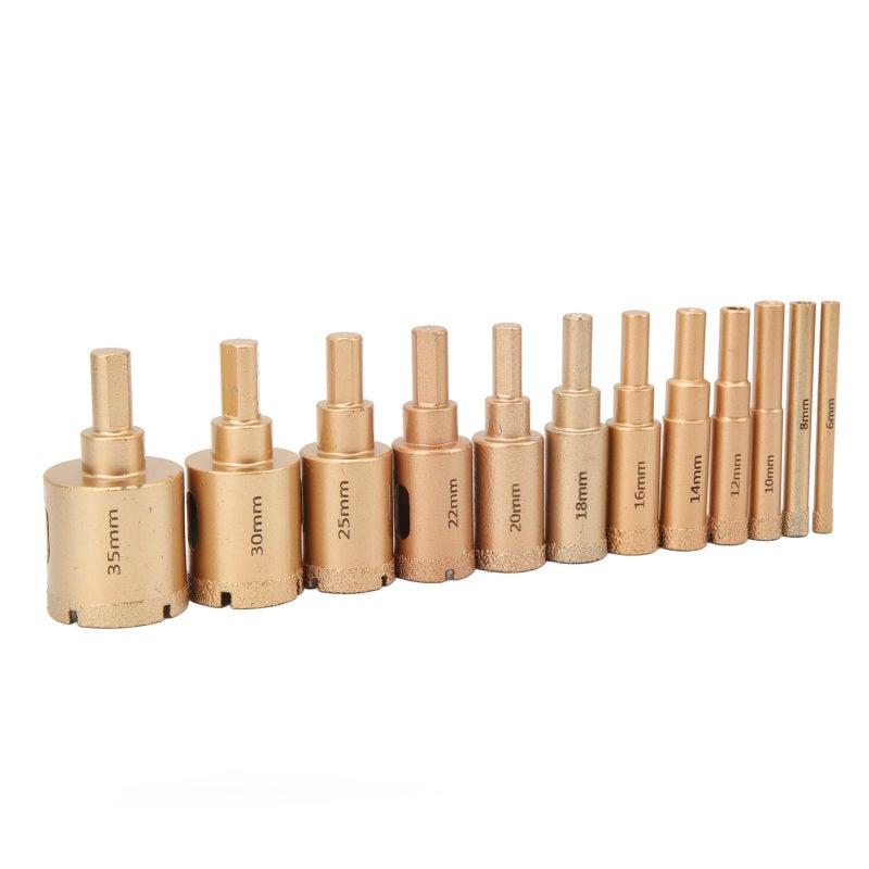 Hole Drill Bit 12Pcs Emery & High Carbon Steel - Dry Wet Dual Use Hole Saw for Granite Marble Glass Stone Tile Drilling - Image 4
